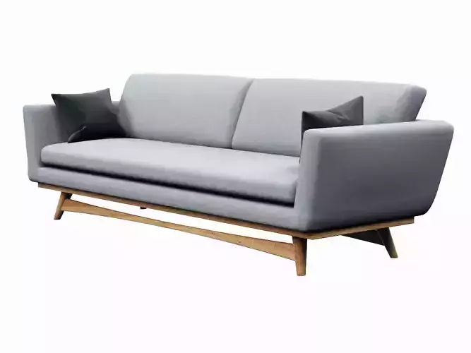 Sofa red edition Scandinavian design Low-poly 3D model