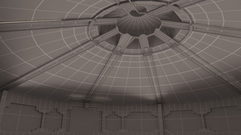 yurta round building in middle of grassy field 3D model_4