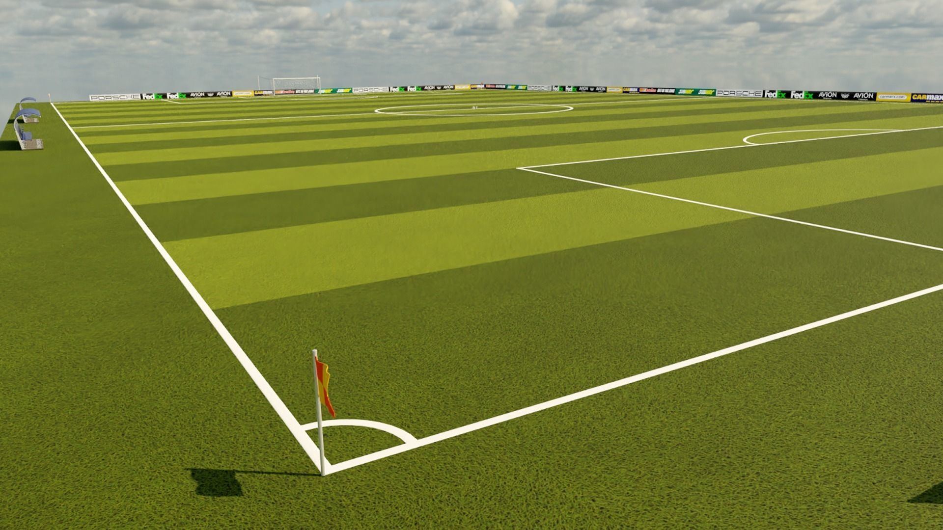 Football Pitch Low-poly 3D model_2