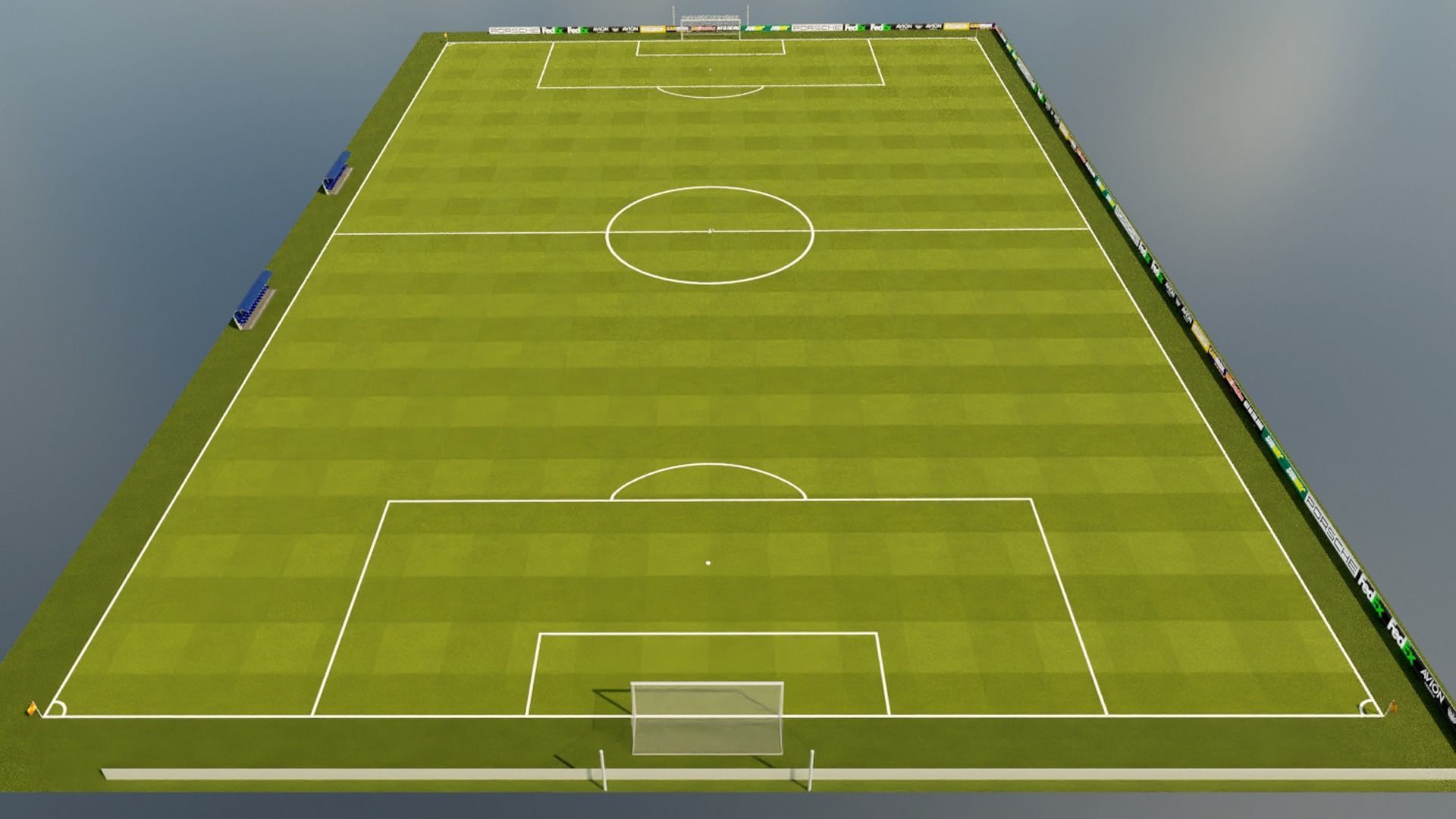 Football Pitch Low-poly 3D model_1