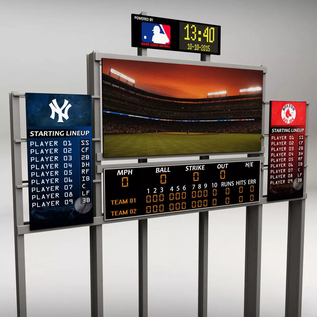 Baseball stadium scoreboard low poly Low-poly 3D model_0