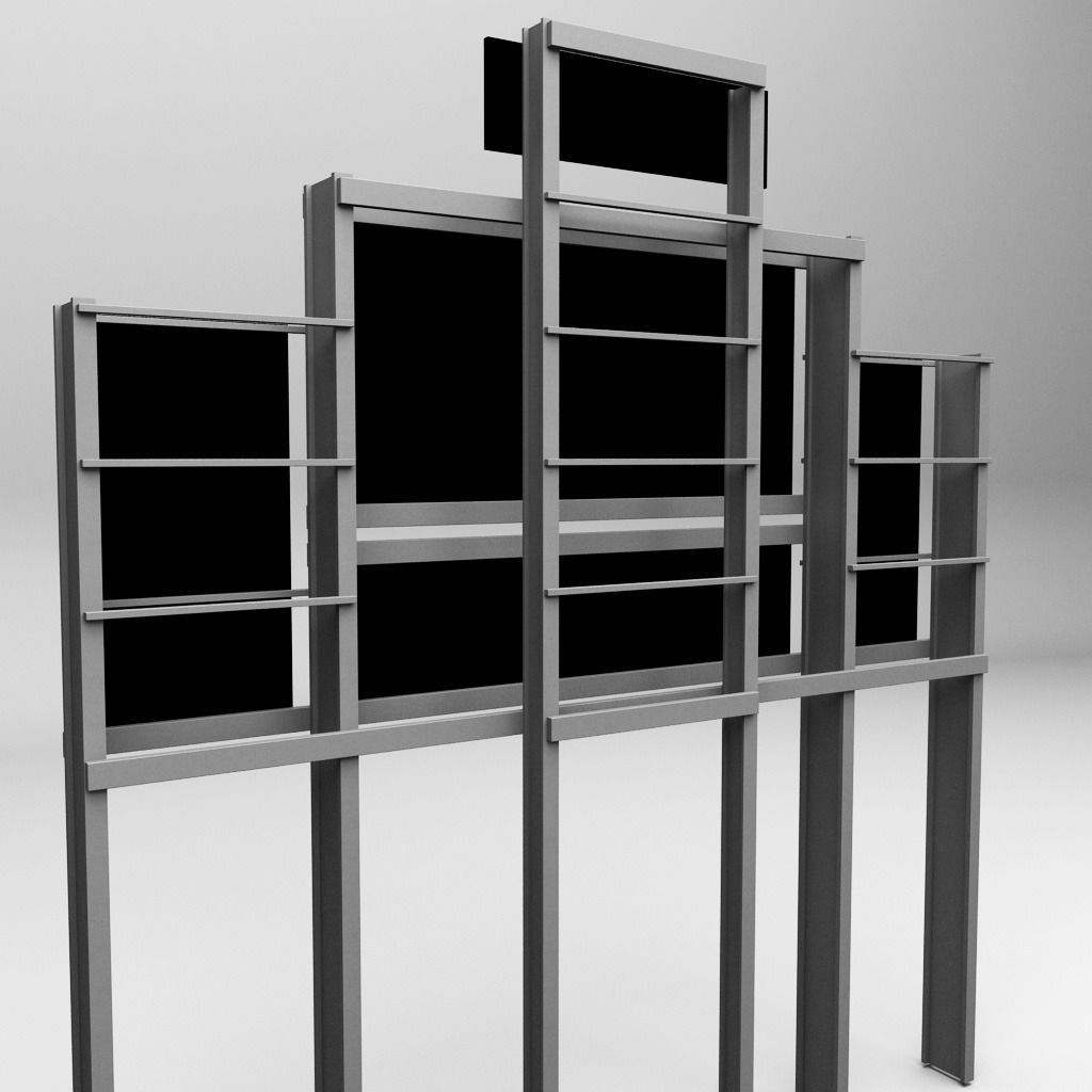 Baseball stadium scoreboard low poly Low-poly 3D model_4