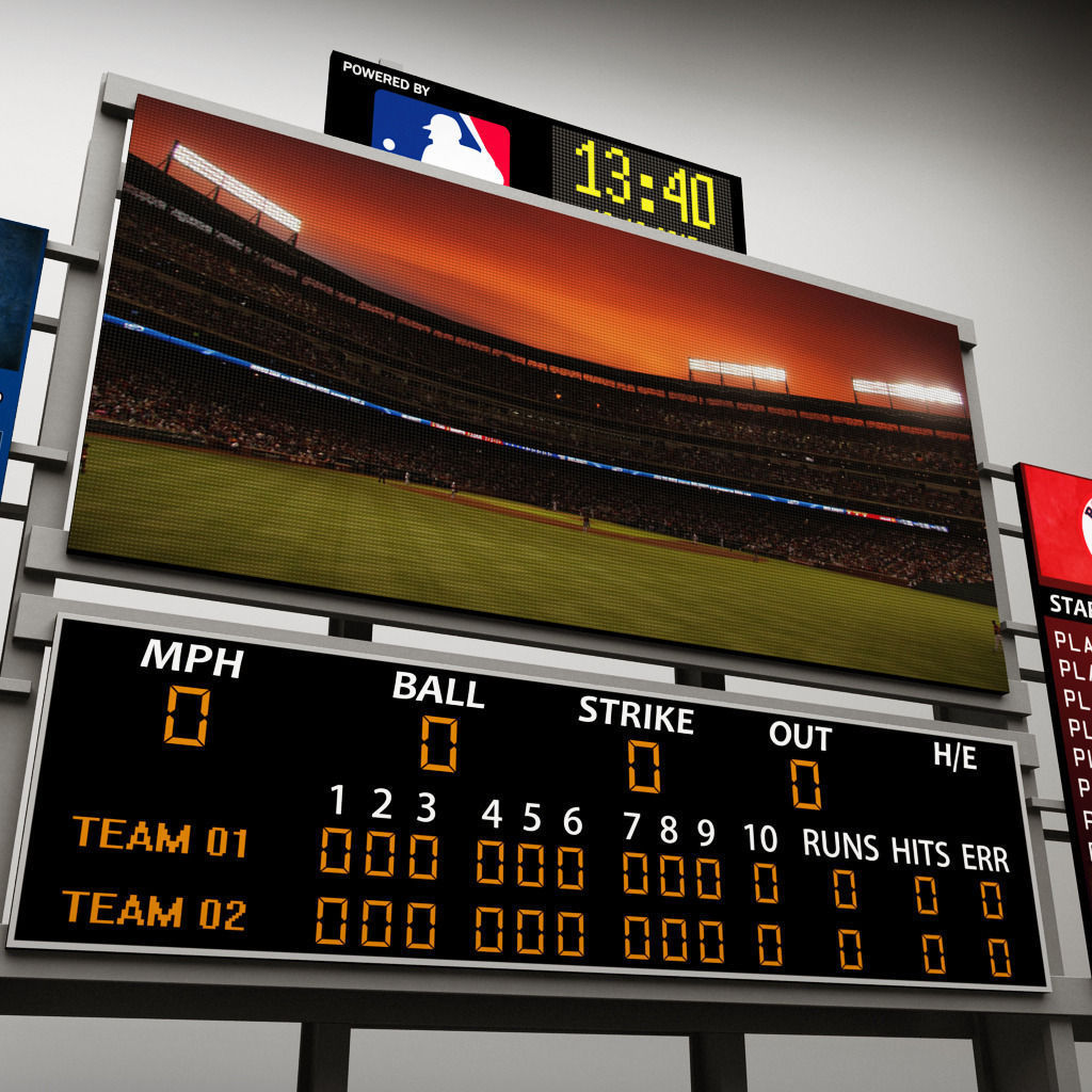 Baseball stadium scoreboard low poly Low-poly 3D model_1
