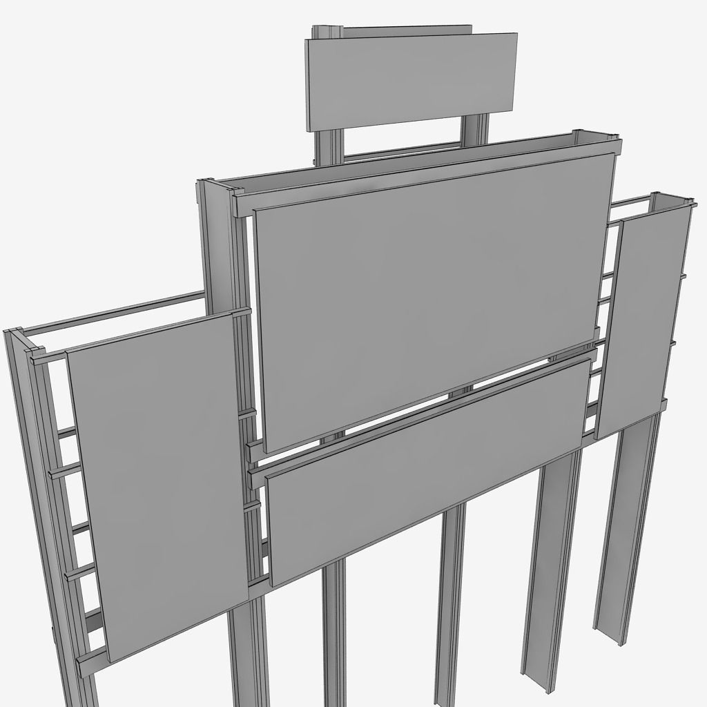Baseball stadium scoreboard low poly Low-poly 3D model_6