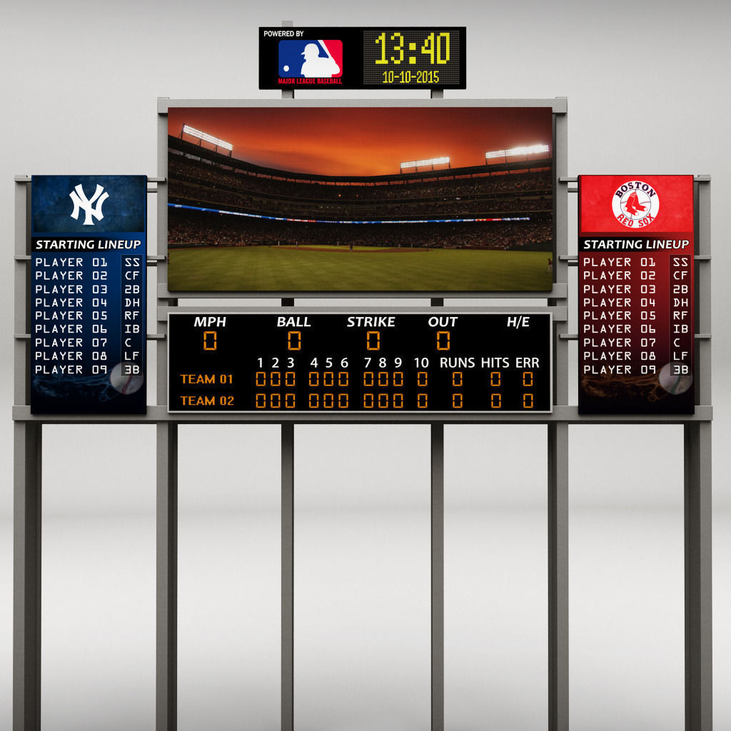 Baseball stadium scoreboard low poly Low-poly 3D model_2