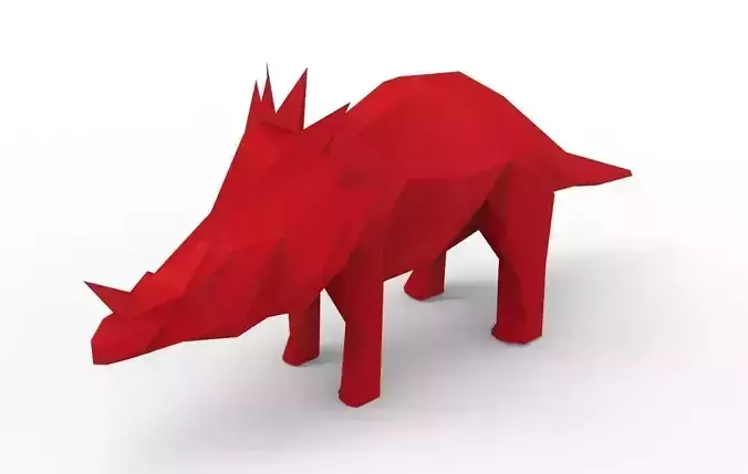 White Giant Rhino One Horn 3D Model  Low-poly 3D model