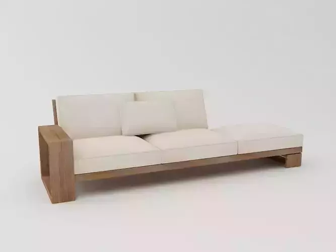 Sofa 3D Model wooden with cushions