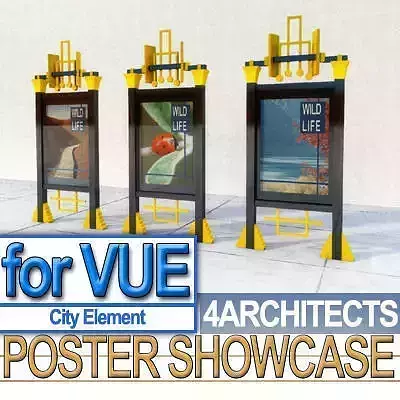 Poster Sign Display case City Element 3D model