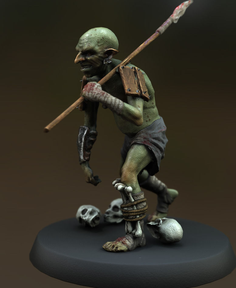 Goblin miniature Low-poly 3D model_2