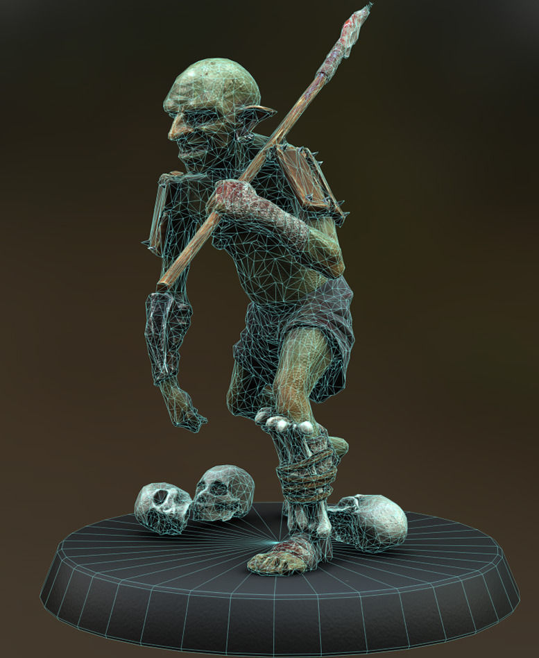 Goblin miniature Low-poly 3D model_3