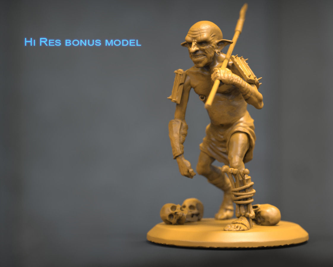 Goblin miniature Low-poly 3D model_4