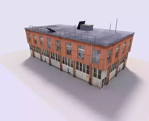 warehouse 1 old building with roof Low-poly 3D model