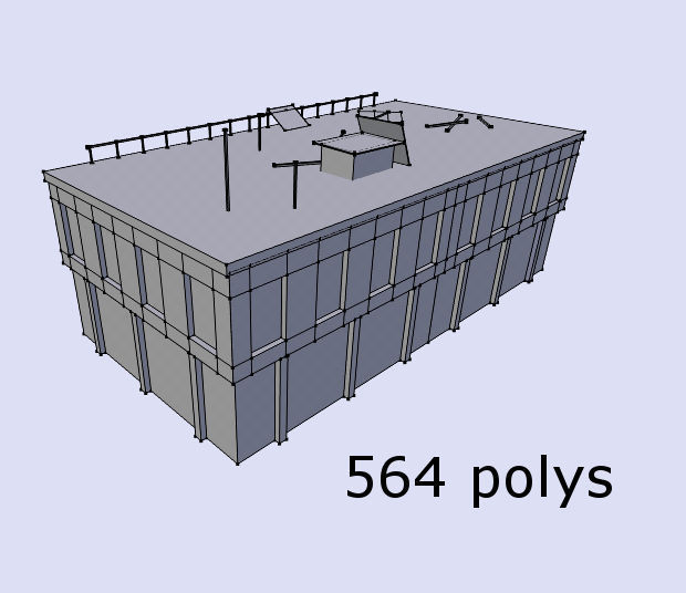 warehouse 1 old building with roof Low-poly 3D model_5