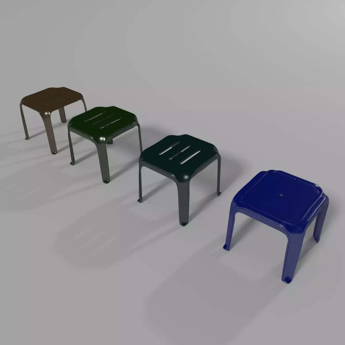 Plastic Stools Collection 3D model_0