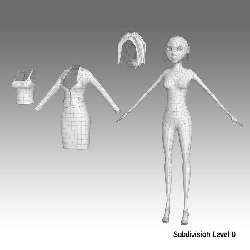 Cartoon Woman 3D model_21