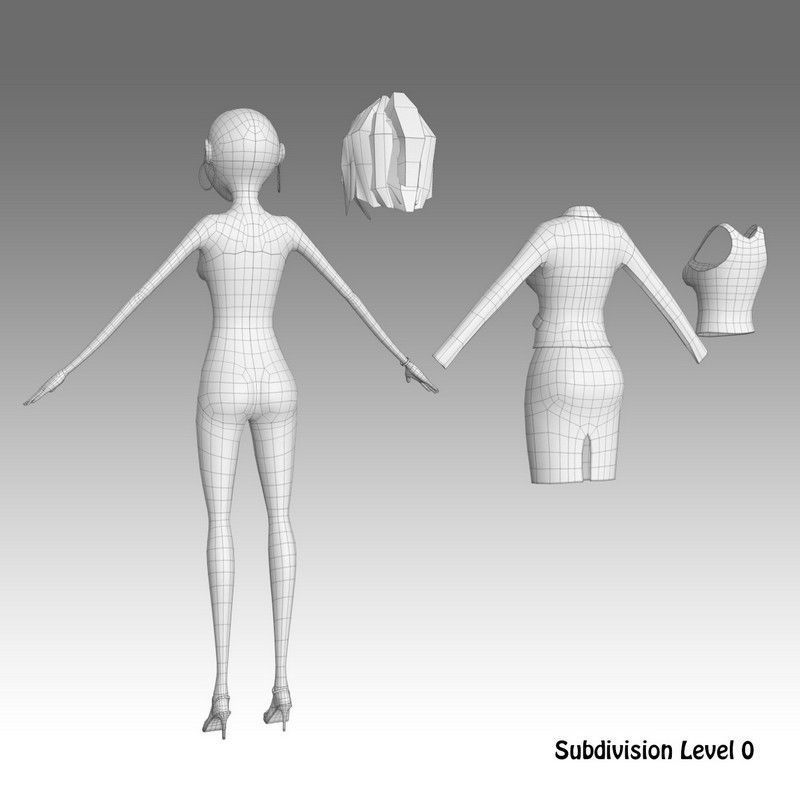 Cartoon Woman 3D model_24
