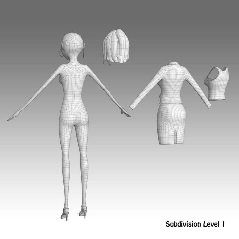 Cartoon Woman 3D model_23