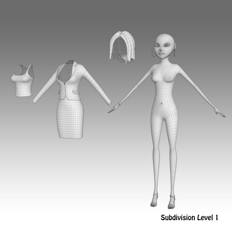 Cartoon Woman 3D model_22
