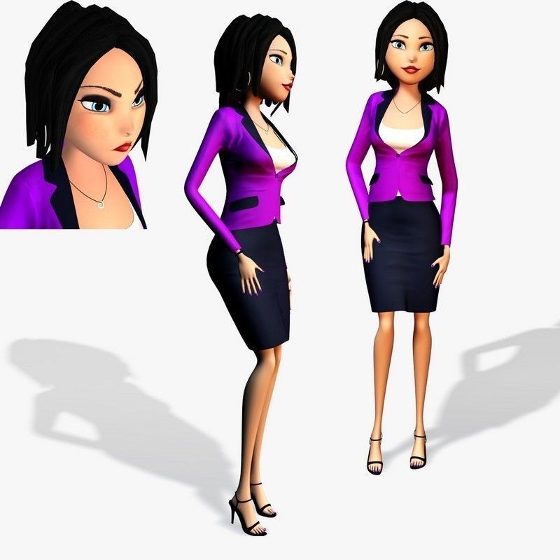 Cartoon Woman 3D model_5