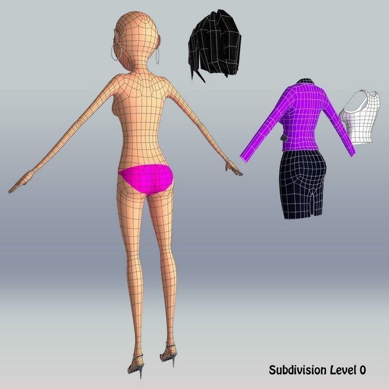 Cartoon Woman 3D model_20