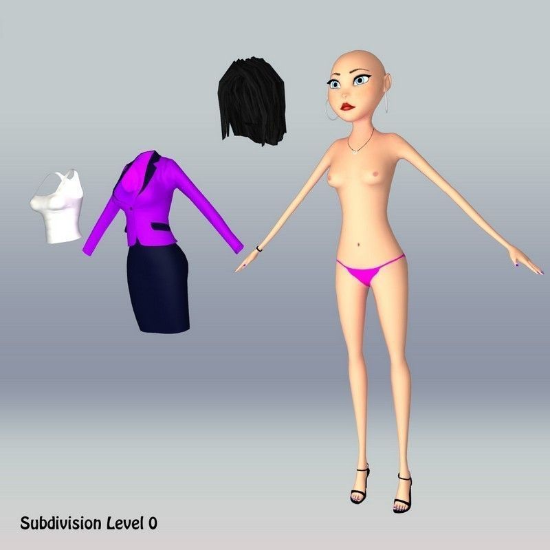 Cartoon Woman 3D model_17