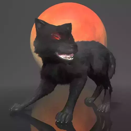 Dark Wolf RIGGED Low-poly 3D model