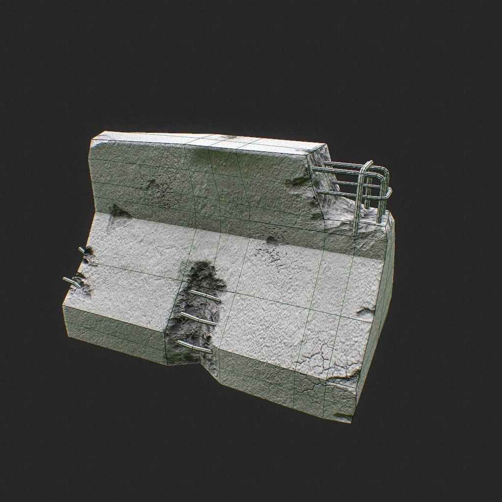 Road Block Damaged Low-poly 3D model_7