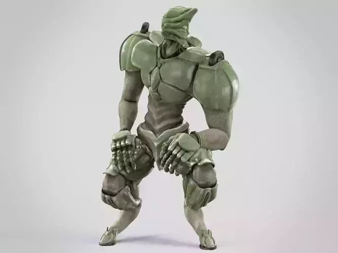 Battle extraterrestrial cyborg animated Low-poly 3D model