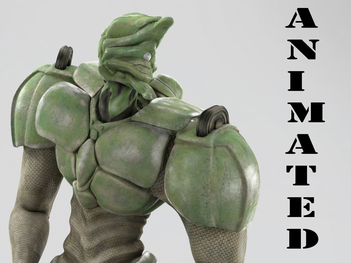 Battle extraterrestrial cyborg animated Low-poly 3D model_1