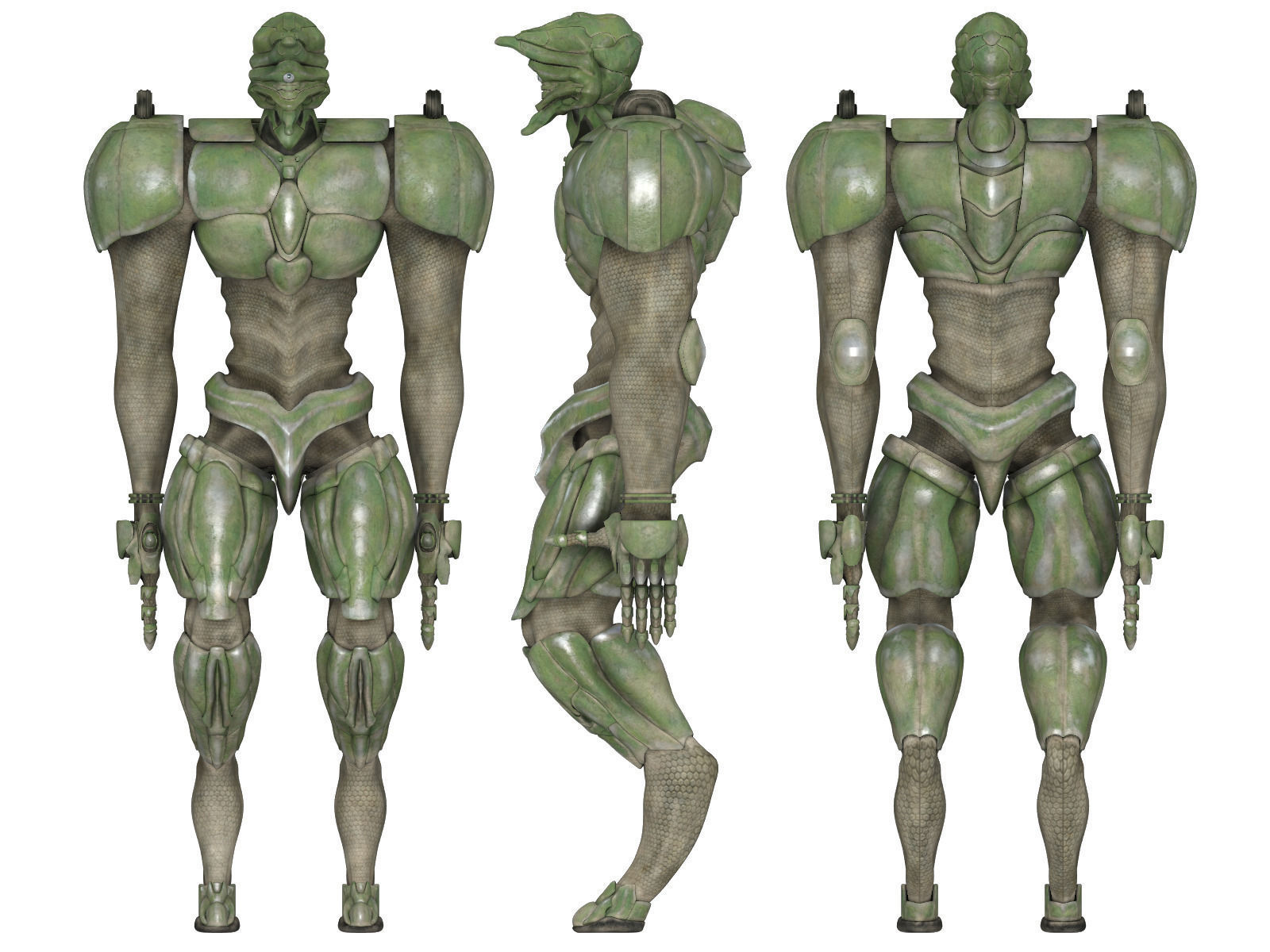 Battle extraterrestrial cyborg animated Low-poly 3D model_2