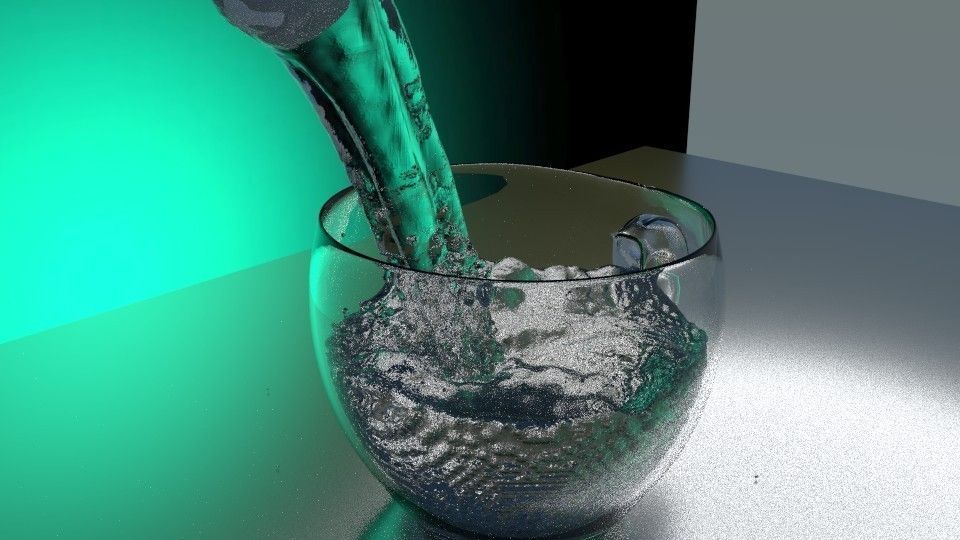Realistic Cup with animated water 3D model_1