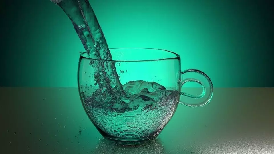 Realistic Cup with animated water 3D model_0