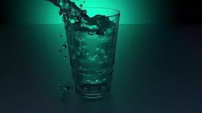 Realistic Glass with animated water 3D model