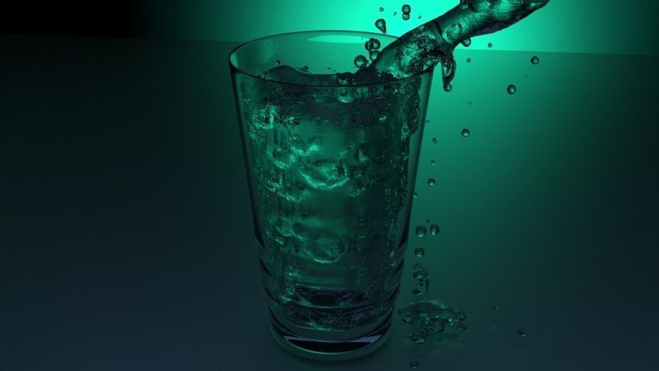 Realistic Glass with animated water 3D model_1