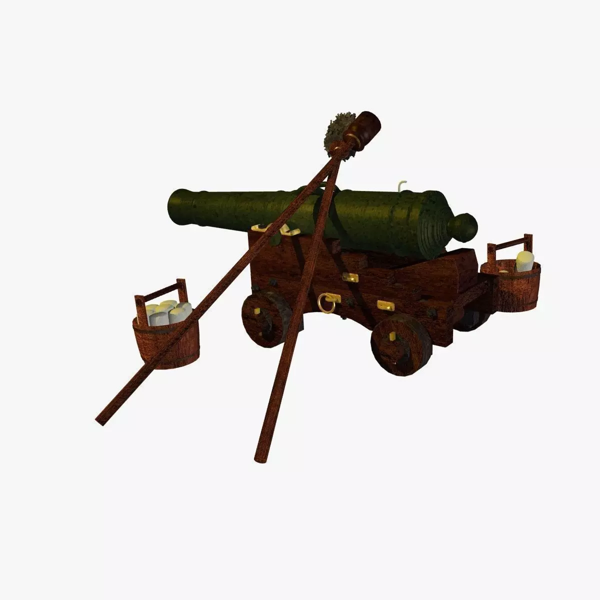 English Naval Gun XVIII Century 3D model