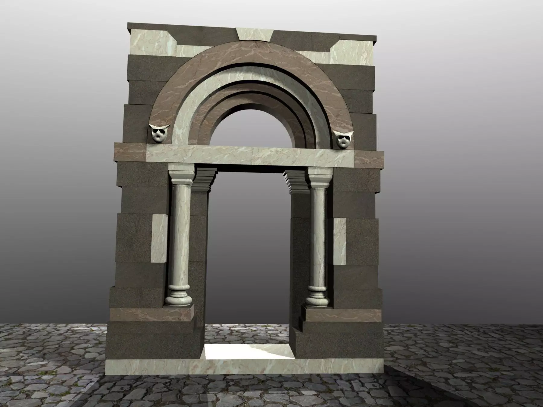 Medieval Romanic Style Portal no 3 Low-poly 3D model_0