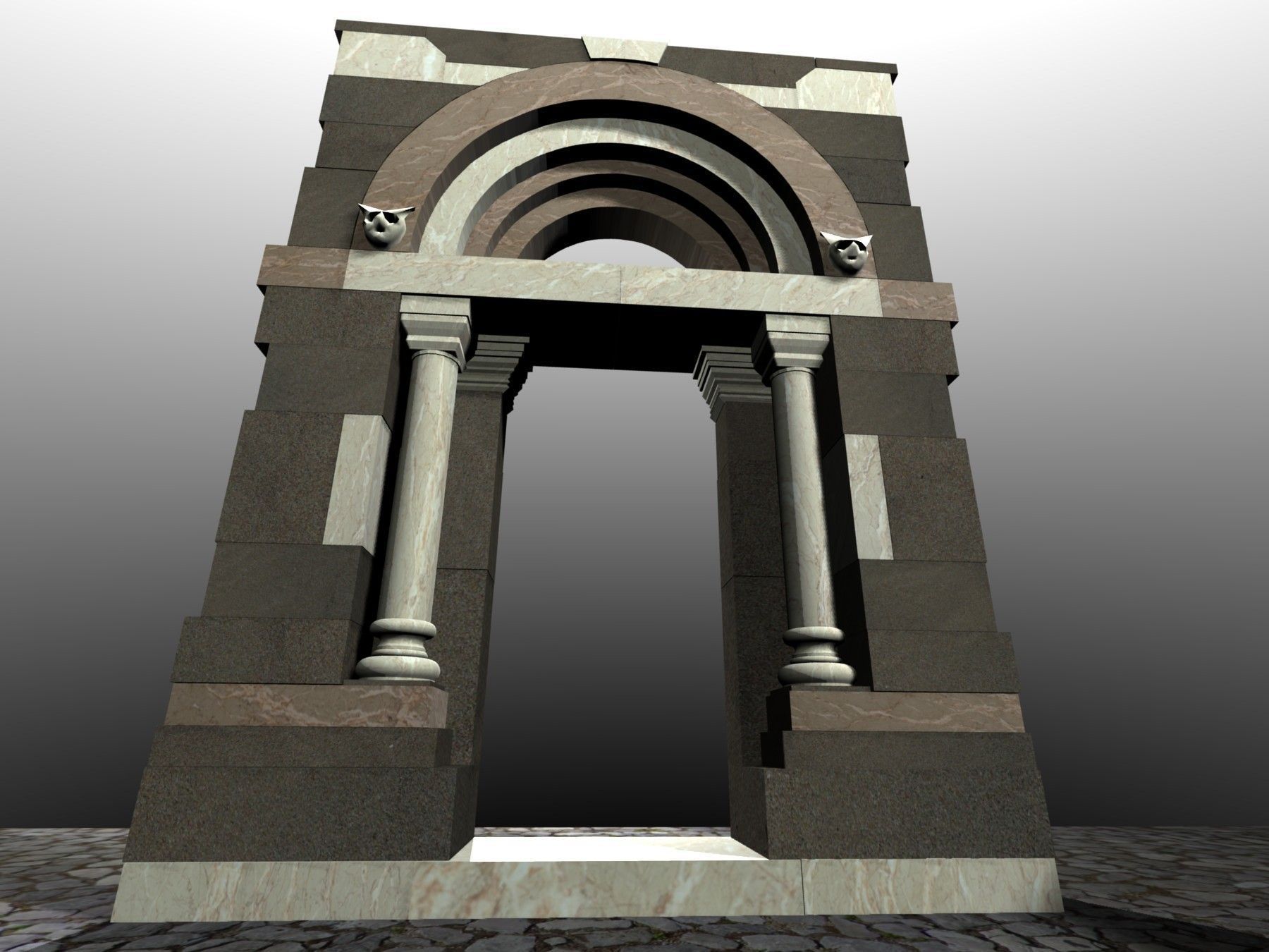 Medieval Romanic Style Portal no 3 Low-poly 3D model_4