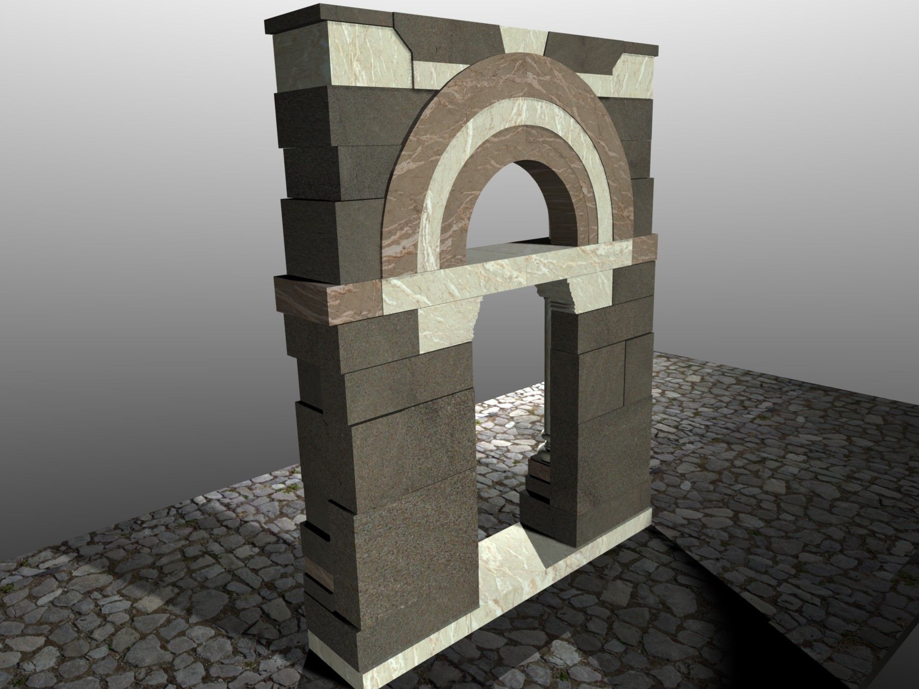 Medieval Romanic Style Portal no 3 Low-poly 3D model_2