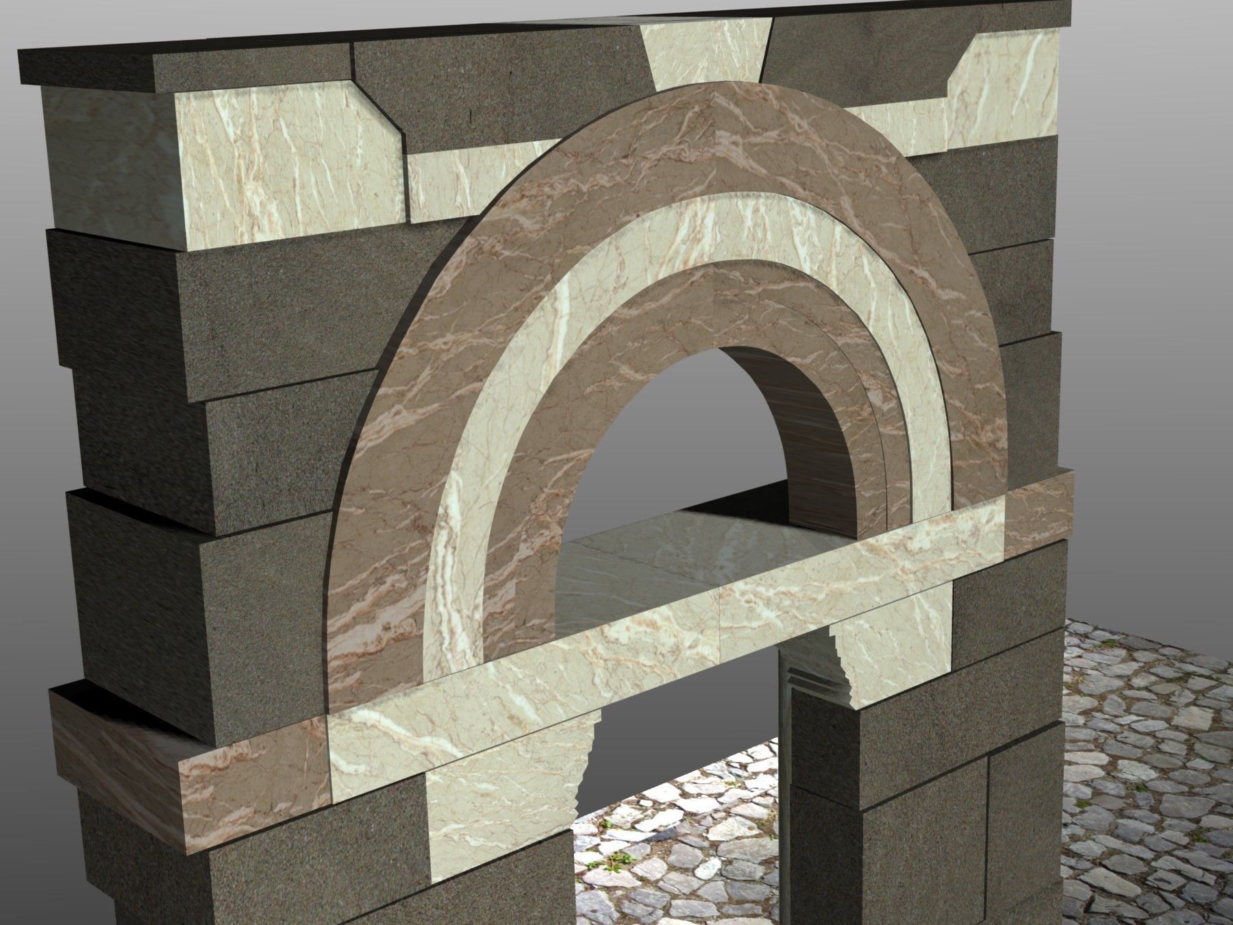 Medieval Romanic Style Portal no 3 Low-poly 3D model_3