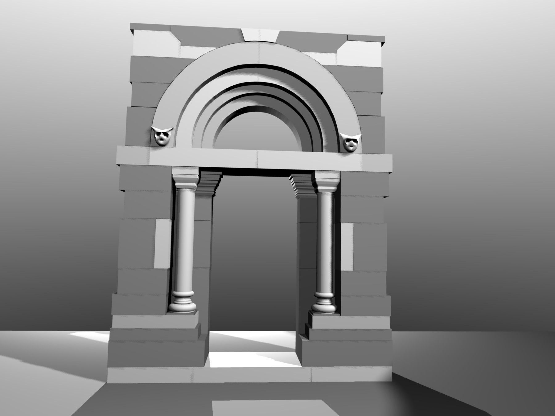 Medieval Romanic Style Portal no 3 Low-poly 3D model_5