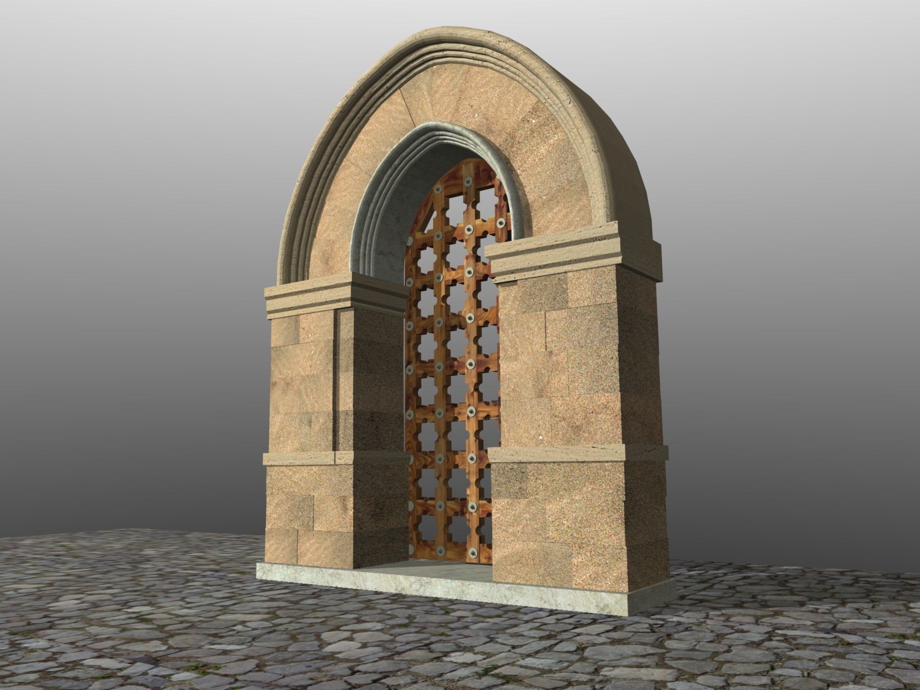 Medieval Lombard Style Portal no 2 Low-poly 3D model_4