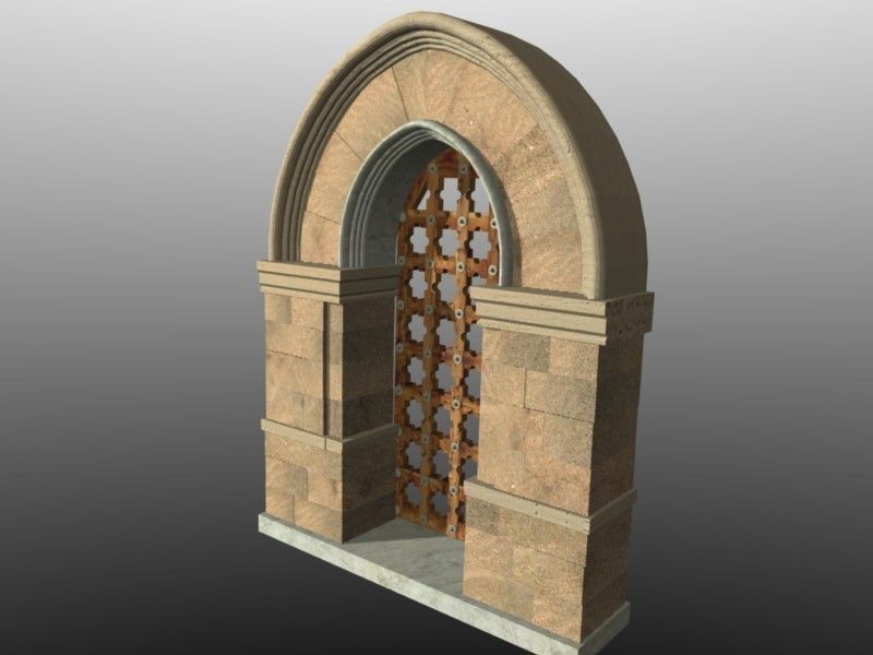 Medieval Lombard Style Portal no 2 Low-poly 3D model_3