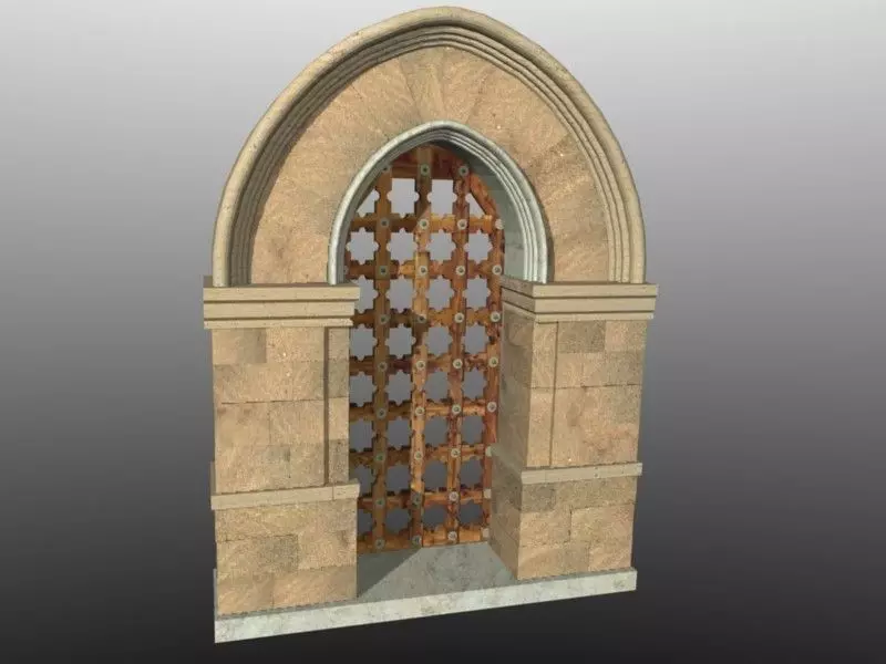 Medieval Lombard Style Portal no 2 Low-poly 3D model_0
