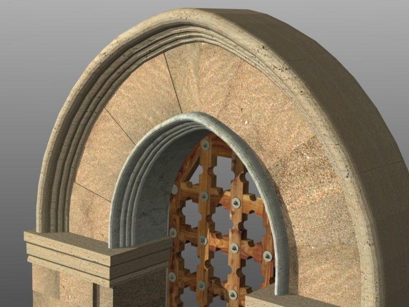 Medieval Lombard Style Portal no 2 Low-poly 3D model_1