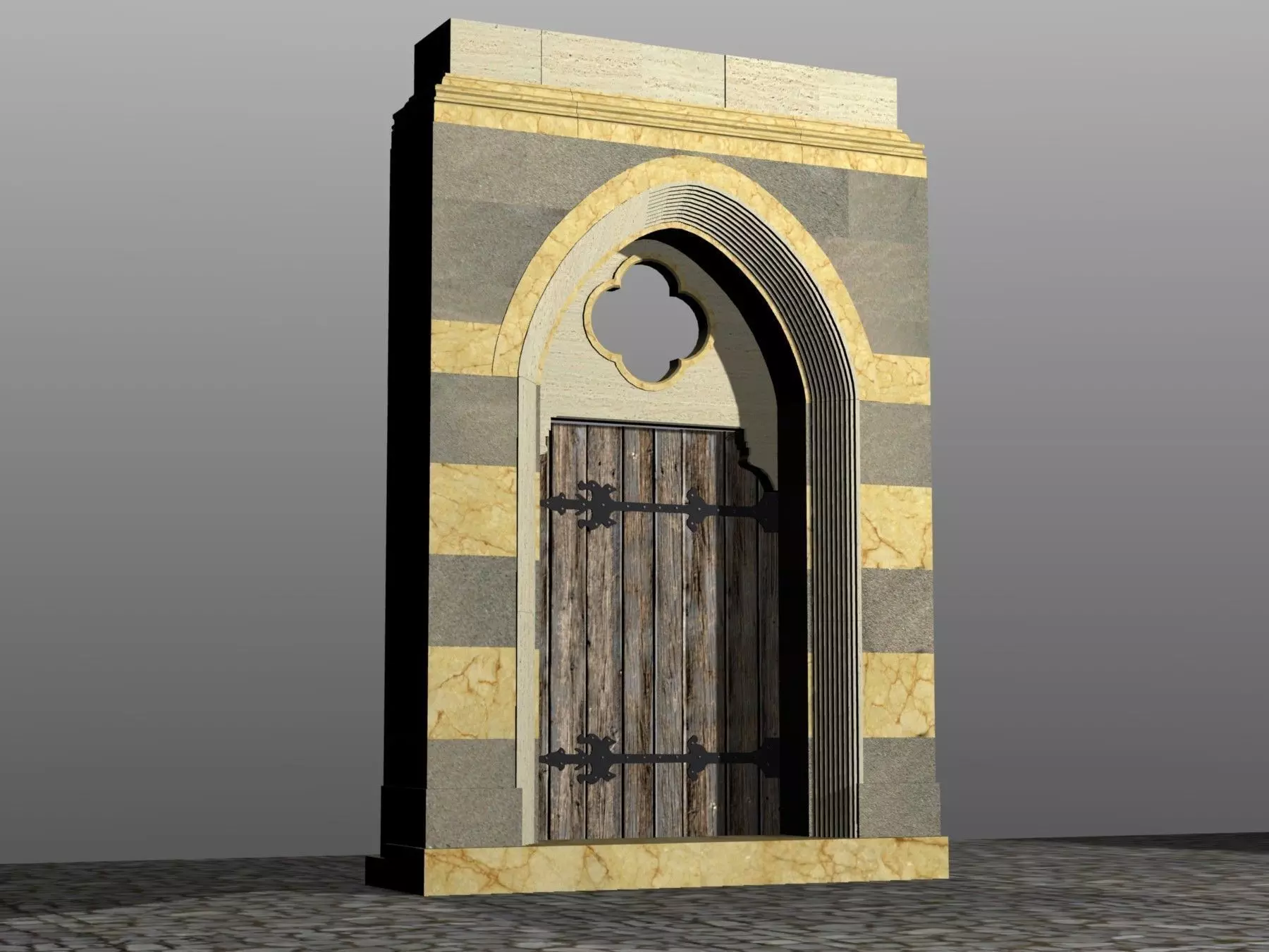 Medieval Lombard Style Portal no 3 Low-poly 3D model_0