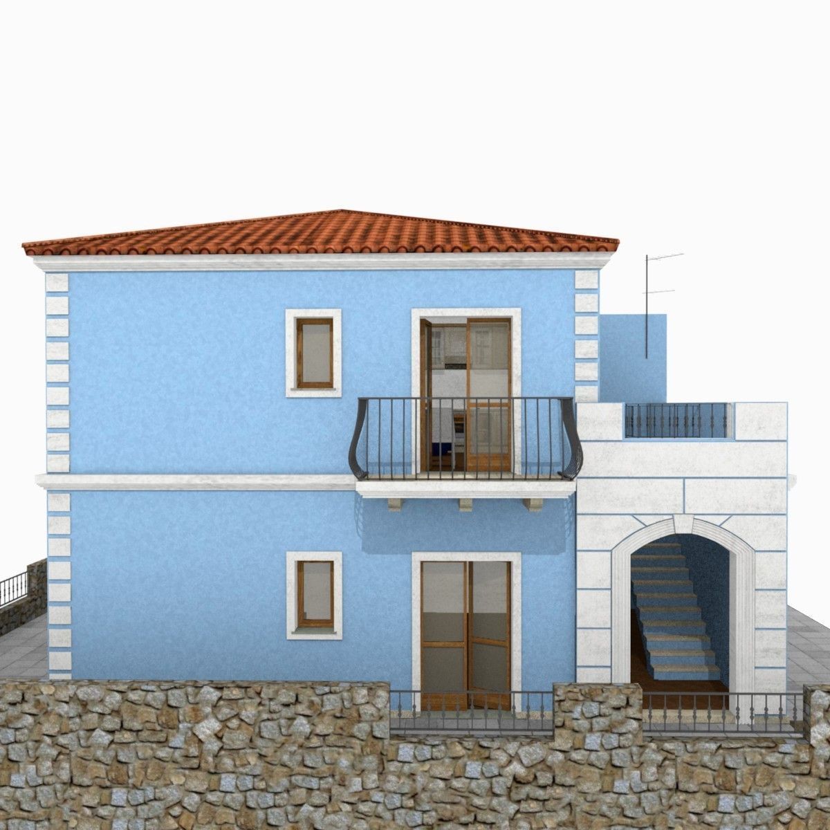 Tho Storey Building - House Low-poly 3D model_2