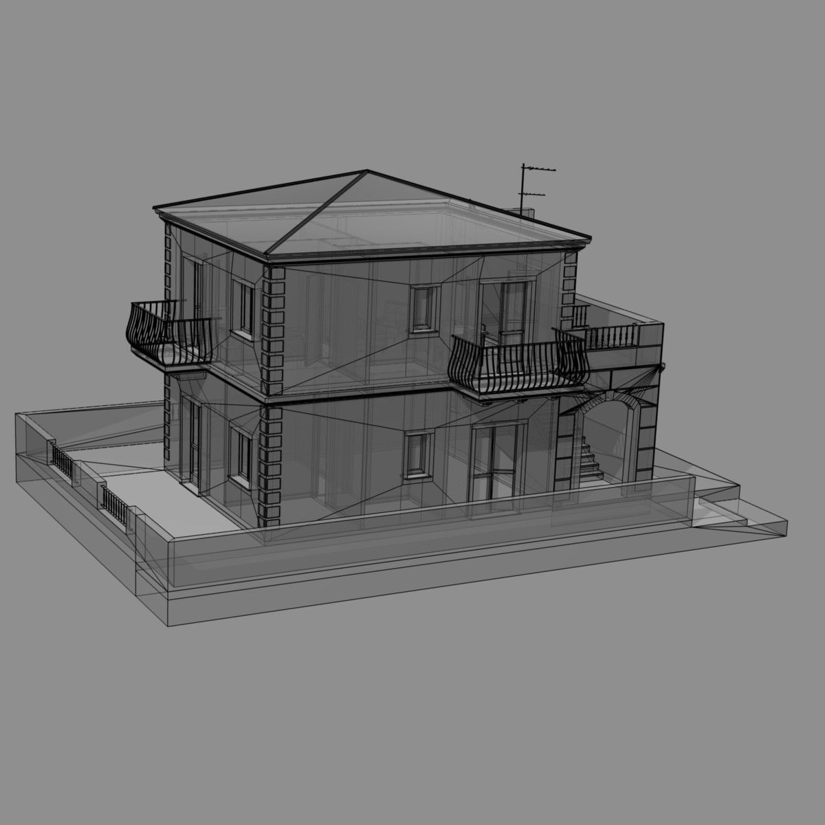 Tho Storey Building - House Low-poly 3D model_9