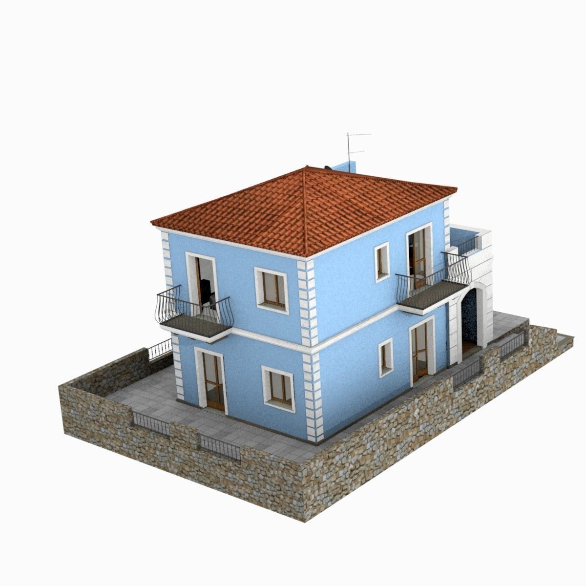 Tho Storey Building - House Low-poly 3D model_5