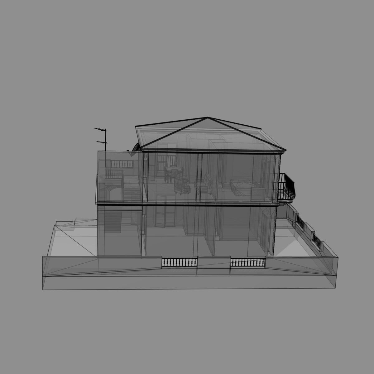 Tho Storey Building - House Low-poly 3D model_8
