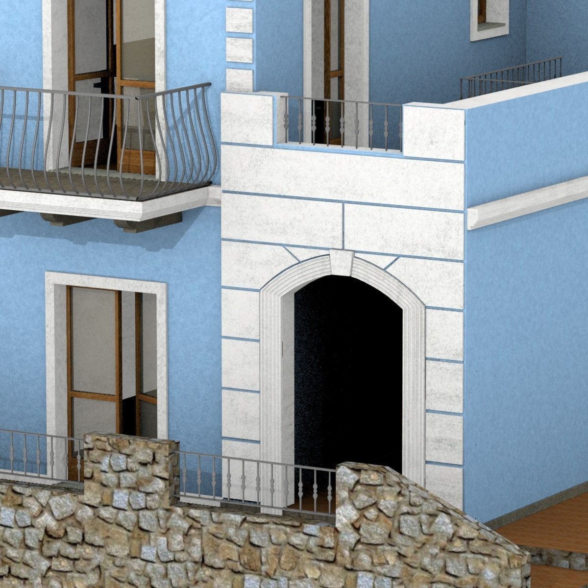 Tho Storey Building - House Low-poly 3D model_19